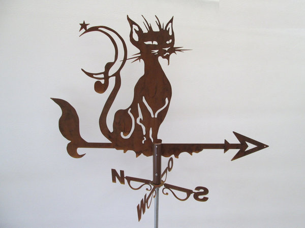 Windspiel Katze Simba aus Eisen mit Rosteffekt